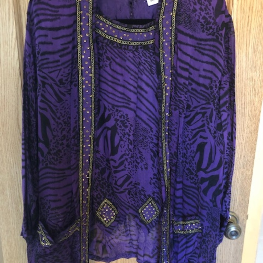 Purple Animal Print Rayon 3 Set Outfit
